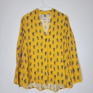 Ivy Jane Cactus Mustard Blouse Women's Size Small